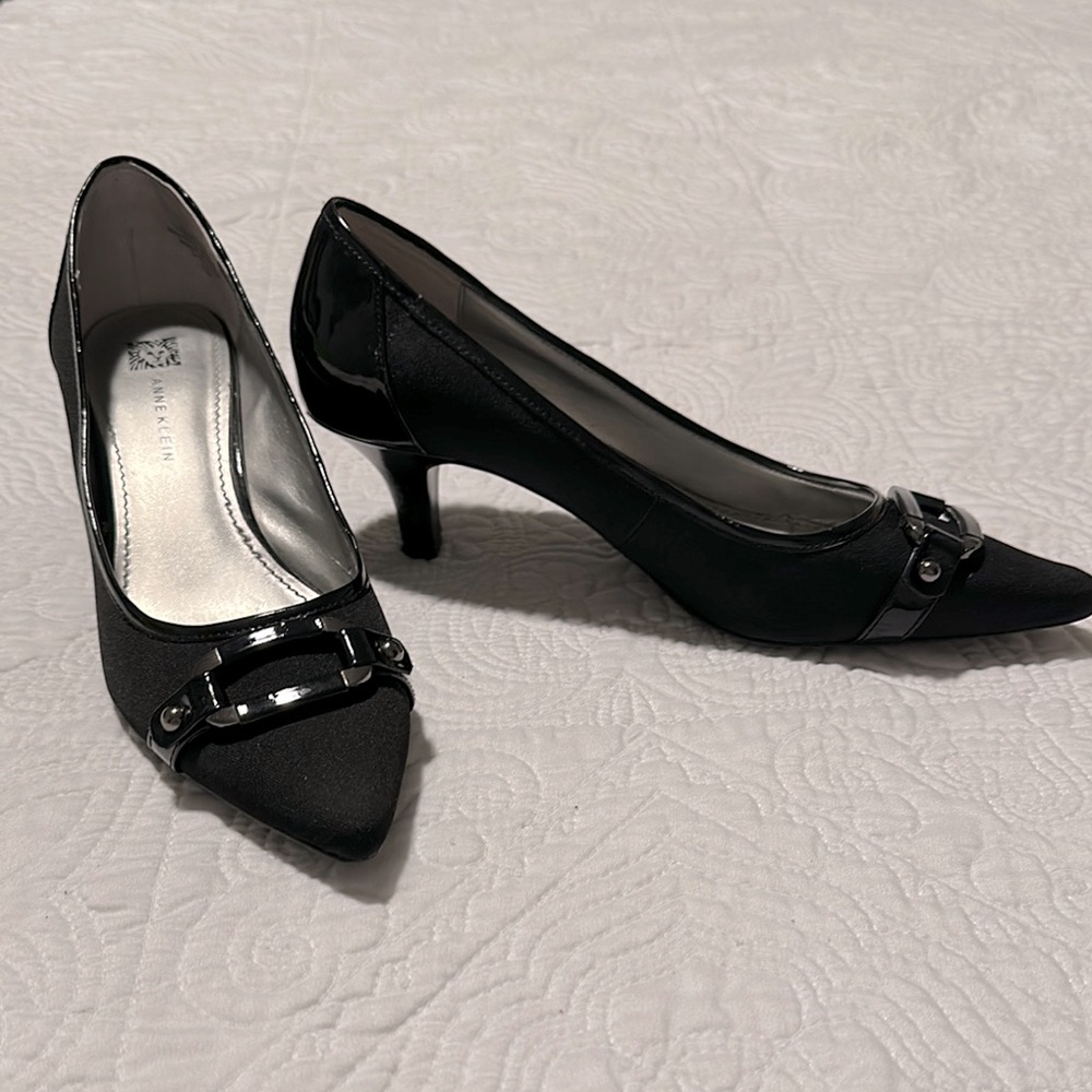 Anne Klein Black Women's Heels with Buckle Detail 7.5